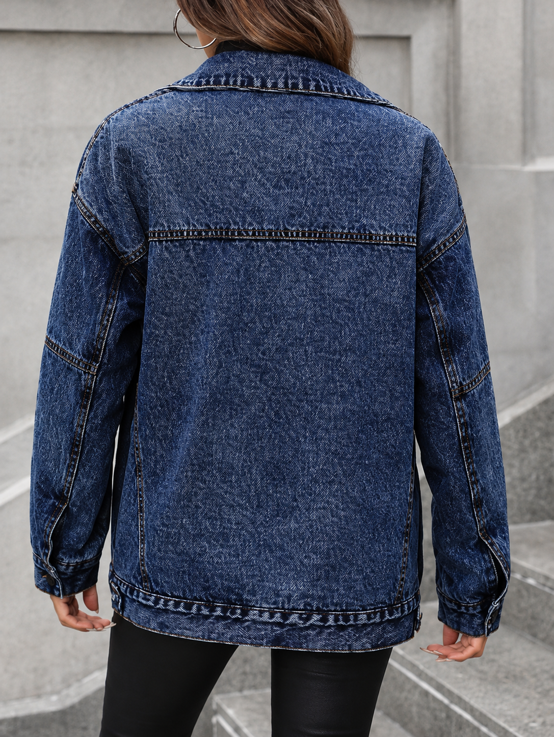 Sherpa-Lined Button Up Denim Jacket