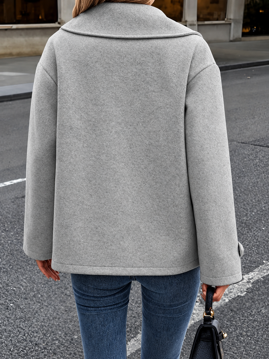 Double-Breasted Wool Blend Casual Jacket