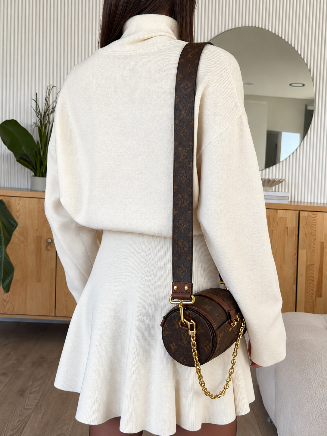 Mock Neck Knit Top and Flared Skirt Set