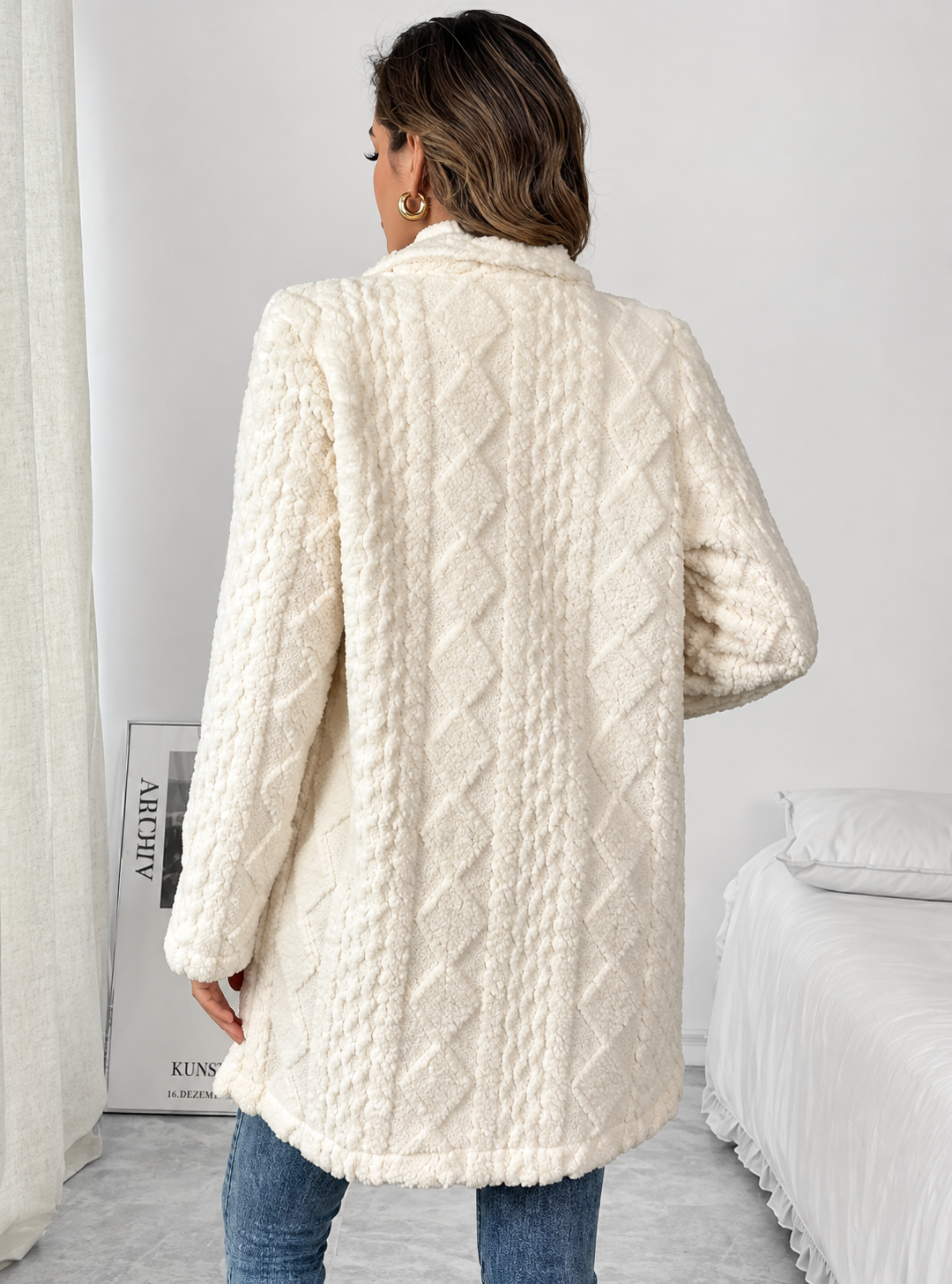 Fleece Double-Breasted Longline Coat