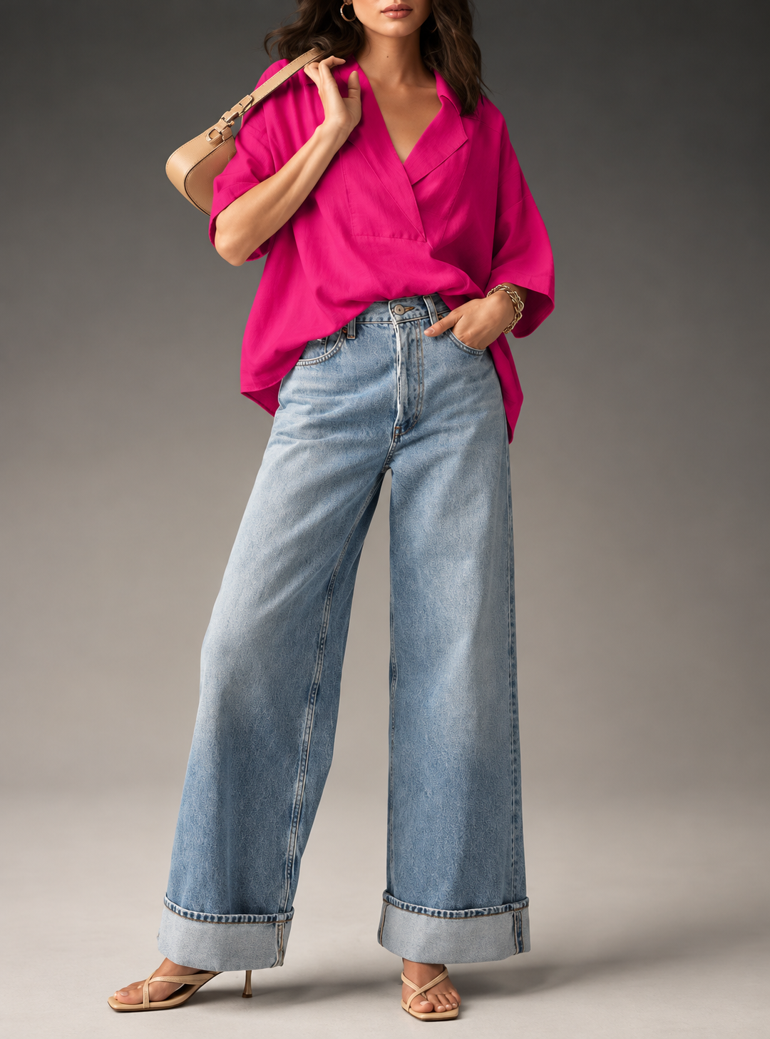 Collared Neck Half Sleeve Blouse