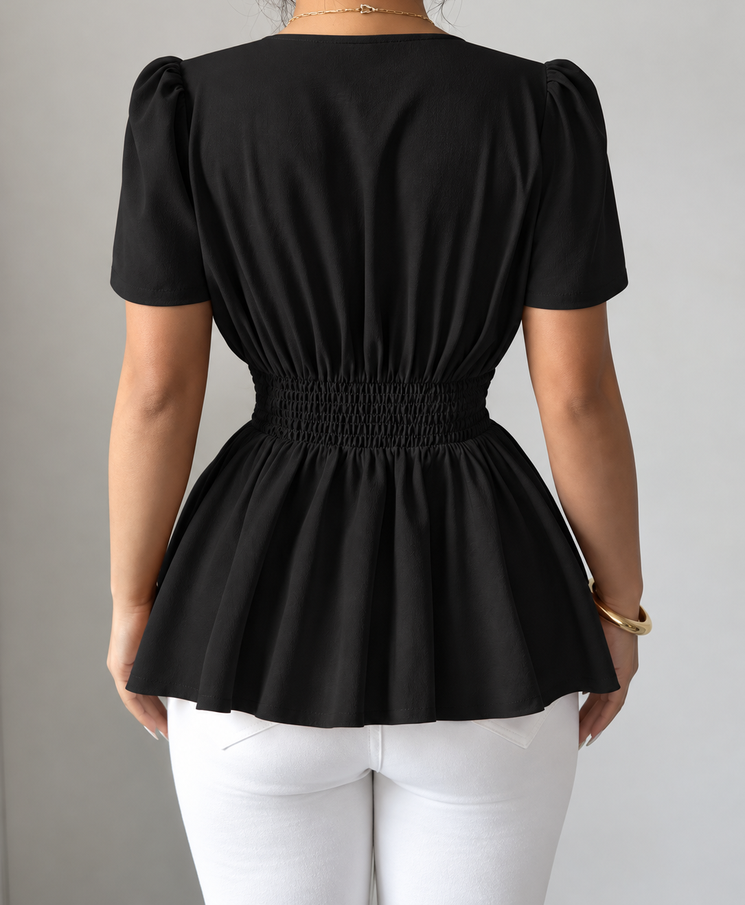 Surplice Short Sleeve Blouse