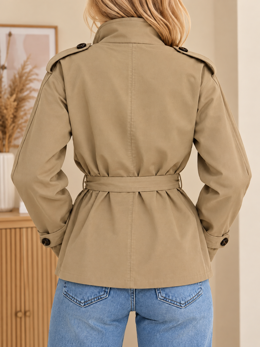 Full Size Double-Breasted Belted Trench Outerwear (Plus Size included)