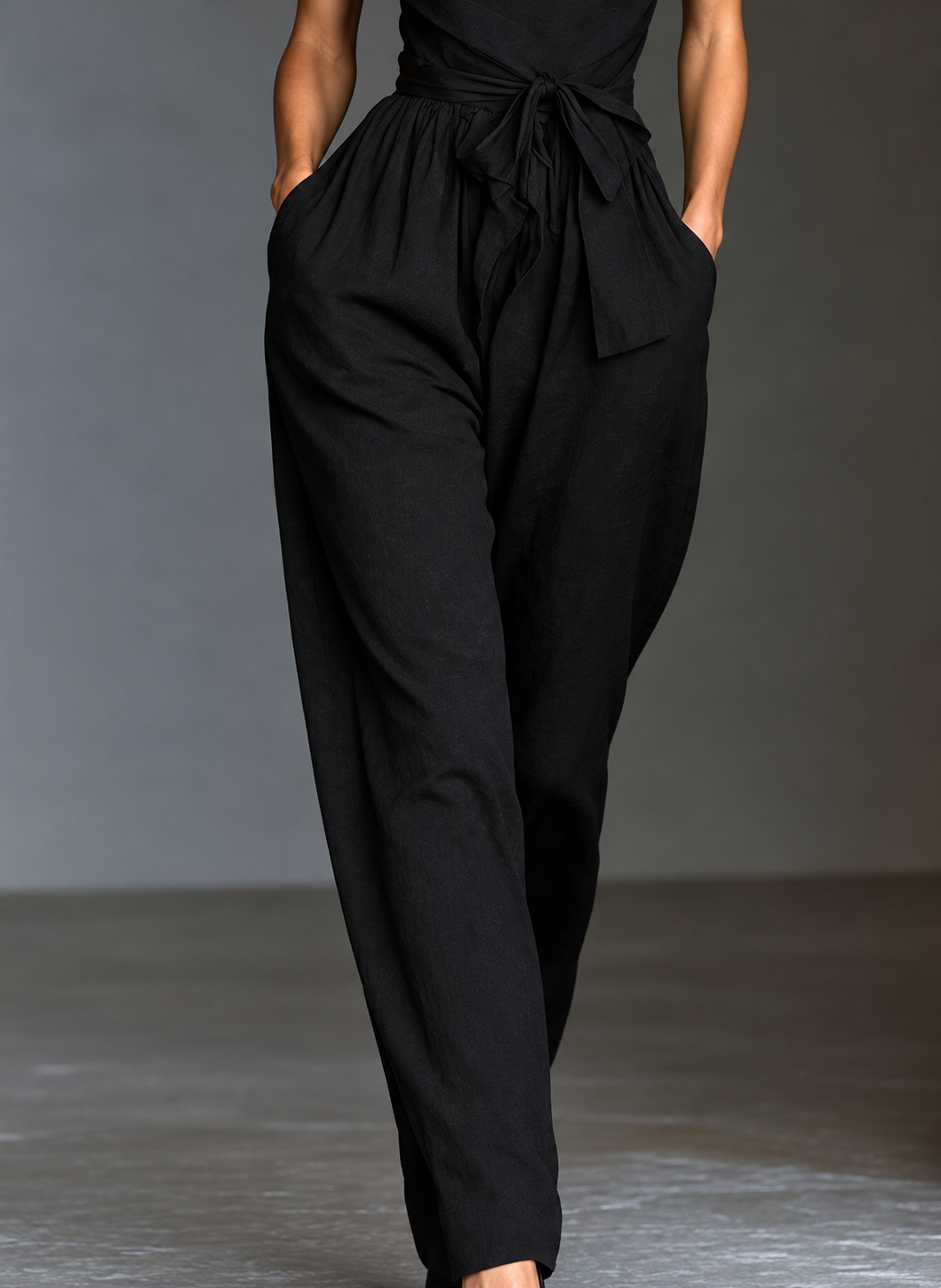 Halter Neck Wide-Leg Jumpsuit with Waist-Tie Detail