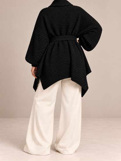 Full Size Belted Open-Front Knit Cardigan (Plus Size included)