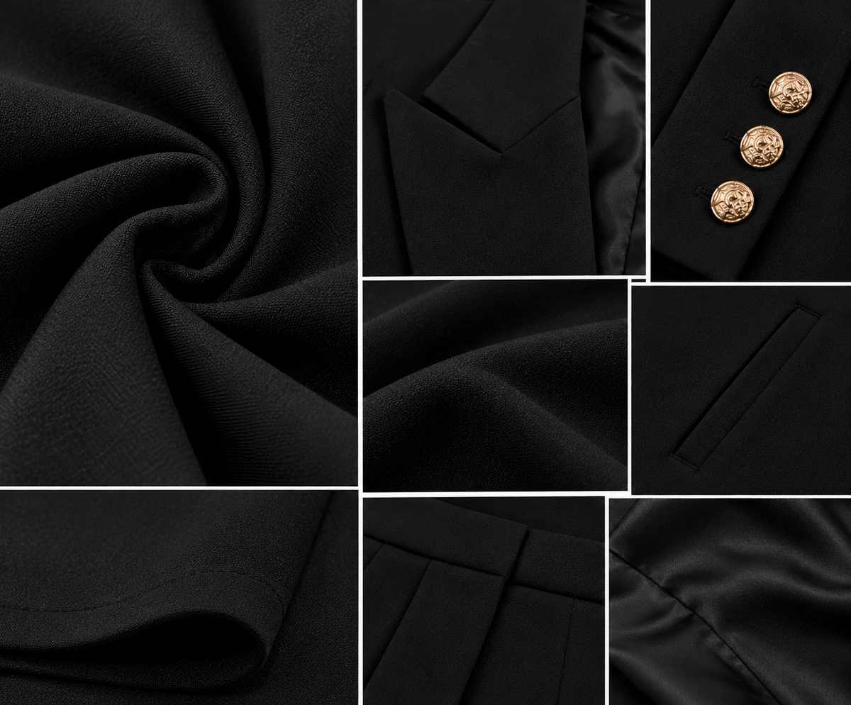 Plus Size Buttoned Lapel Collar Long Sleeve Blazer