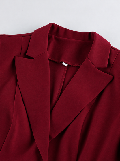 Single-Breasted Blazer and Wide-Leg Pants Set
