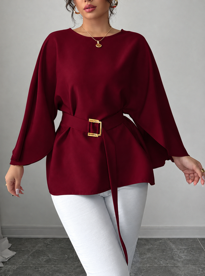 Batwing Sleeve Belted Blouse