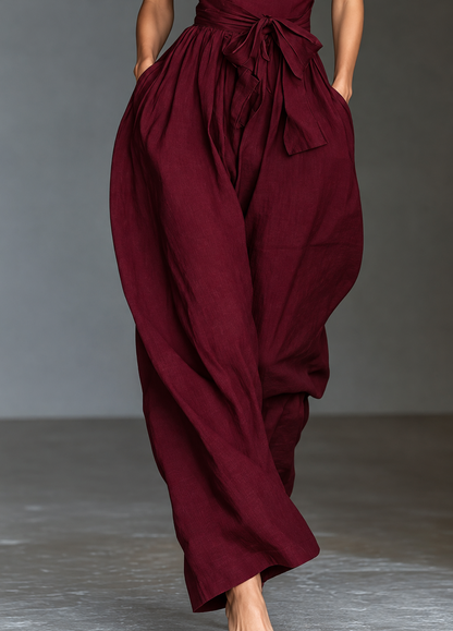 Halter Neck Wide-Leg Jumpsuit with Waist-Tie Detail