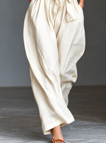 Halter Neck Wide-Leg Jumpsuit with Waist-Tie Detail