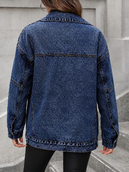 Sherpa-Lined Button Up Denim Jacket