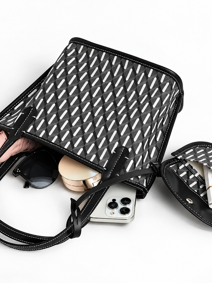 Geometric Handbag with Detachable Purse