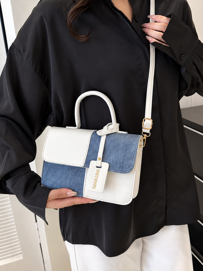Two-Tone PU Leather Crossbody Bag