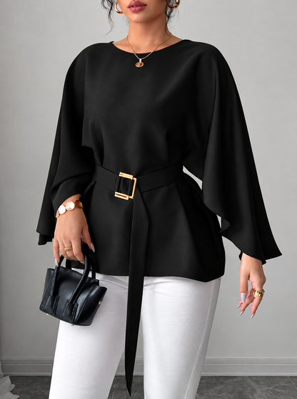 Batwing Sleeve Belted Blouse
