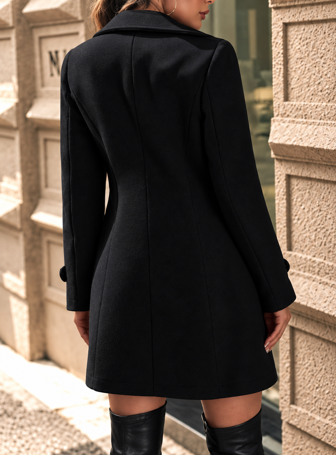 Double-Breasted Wool Blend Overcoat