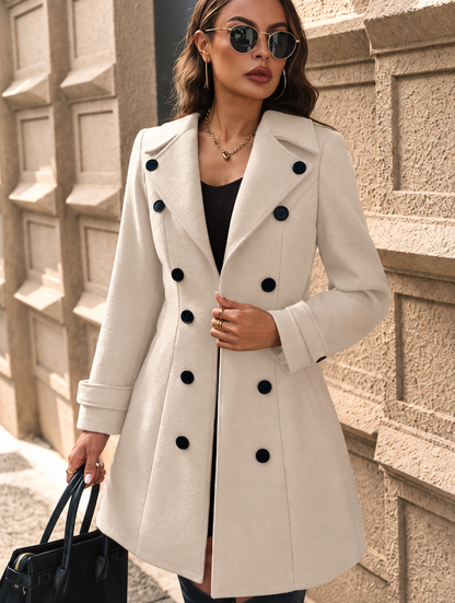Double-Breasted Wool Blend Overcoat
