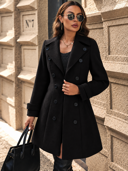 Double-Breasted Wool Blend Overcoat