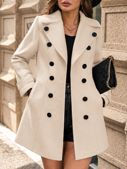 Double-Breasted Wool Blend Overcoat