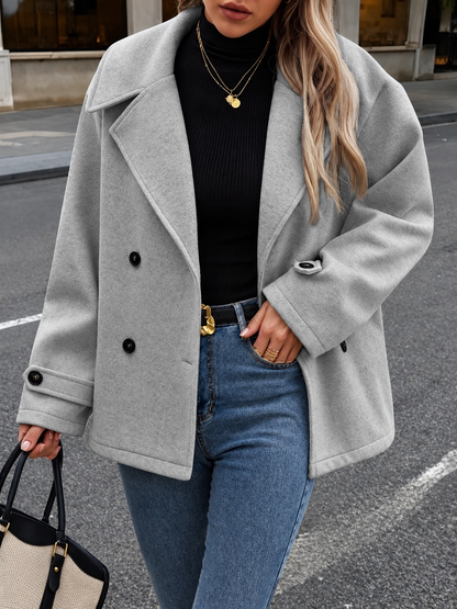 Double-Breasted Wool Blend Casual Jacket