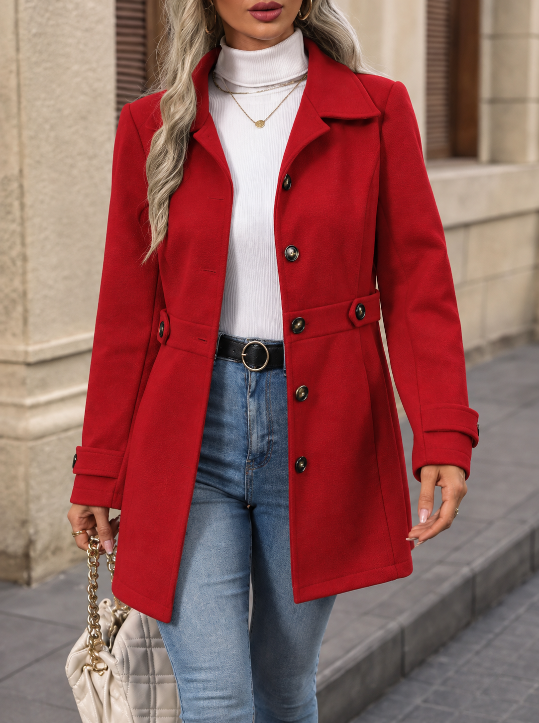 Collared Neck Button Up Coat