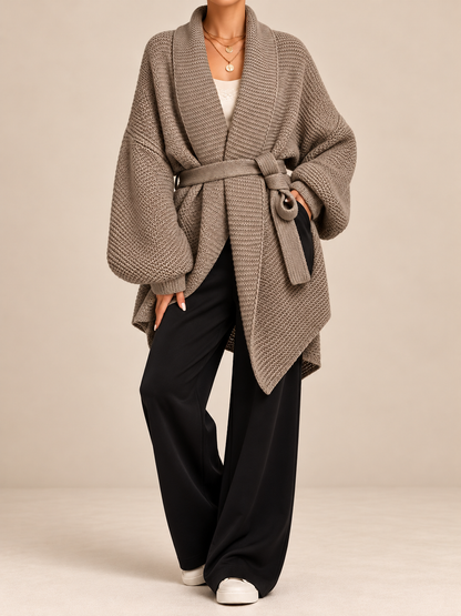 Full Size Belted Open-Front Knit Cardigan (Plus Size included)