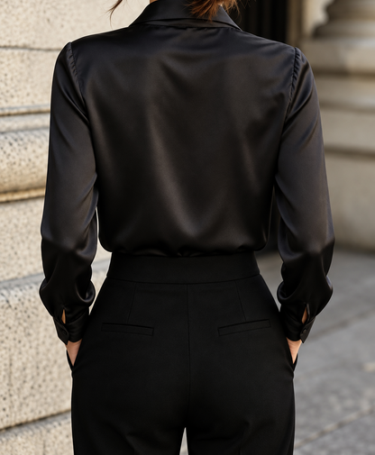 Front Tie Detail Satin Blouse