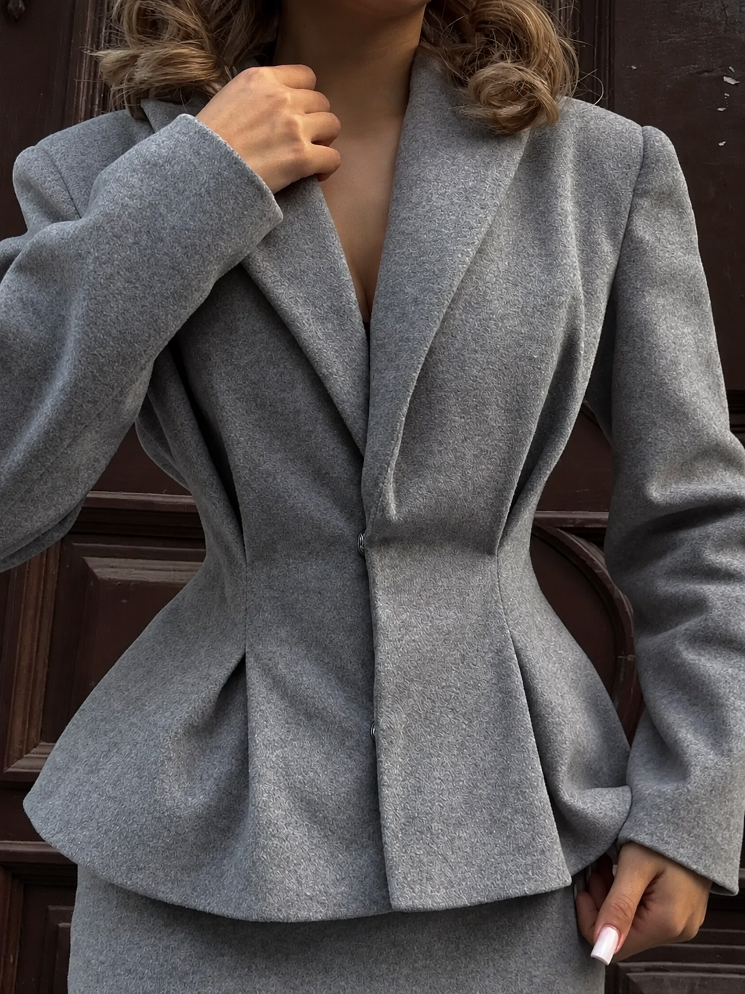 Peplum Blazer and Skirt Set