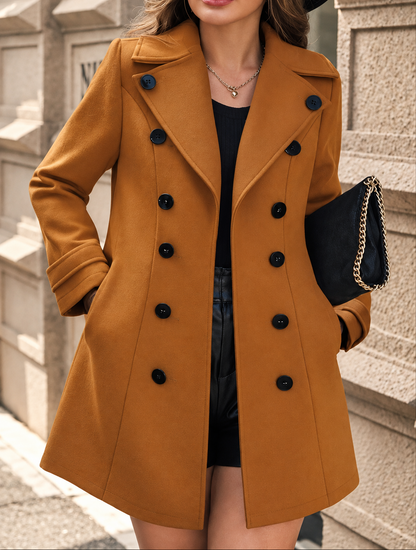 Double-Breasted Wool Blend Overcoat