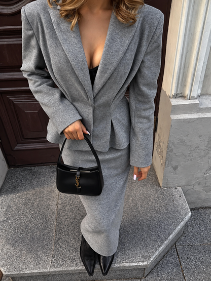 Peplum Blazer and Skirt Set