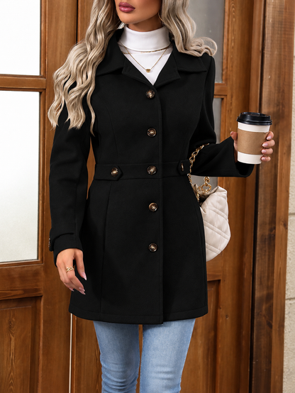 Collared Neck Button Up Coat
