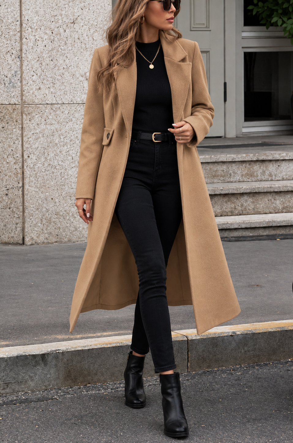 Lapel Collar Longline Coat