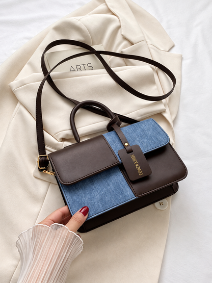 Two-Tone PU Leather Crossbody Bag