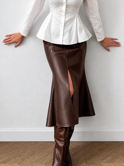 Slit Mermaid Midi Skirt