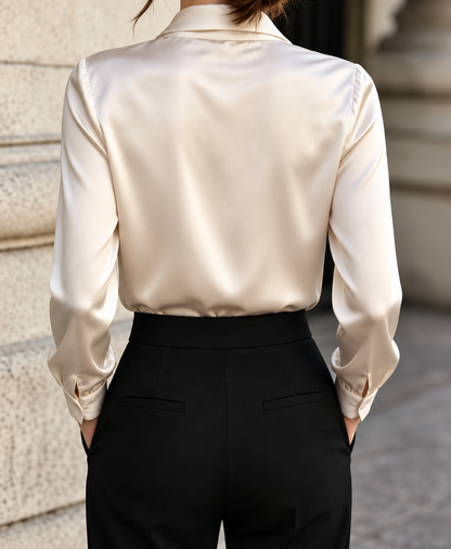 Front Tie Detail Satin Blouse