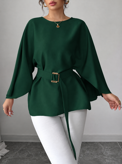 Batwing Sleeve Belted Blouse