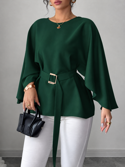 Batwing Sleeve Belted Blouse