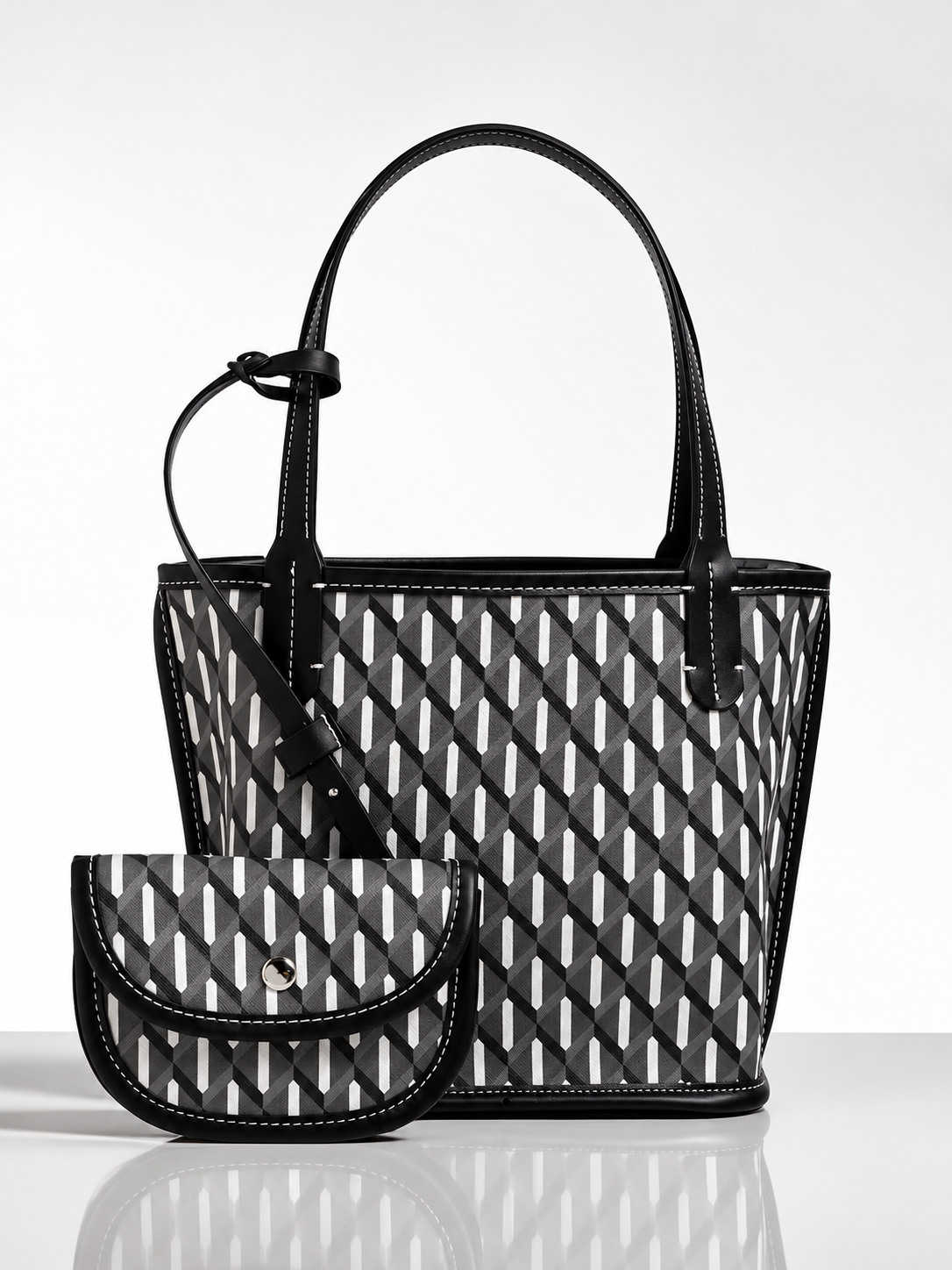 Geometric Handbag with Detachable Purse