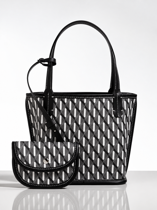Geometric Handbag with Detachable Purse