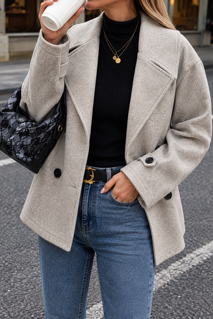 Double-Breasted Wool Blend Casual Jacket