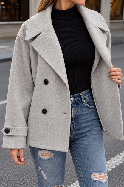 Double-Breasted Wool Blend Casual Jacket