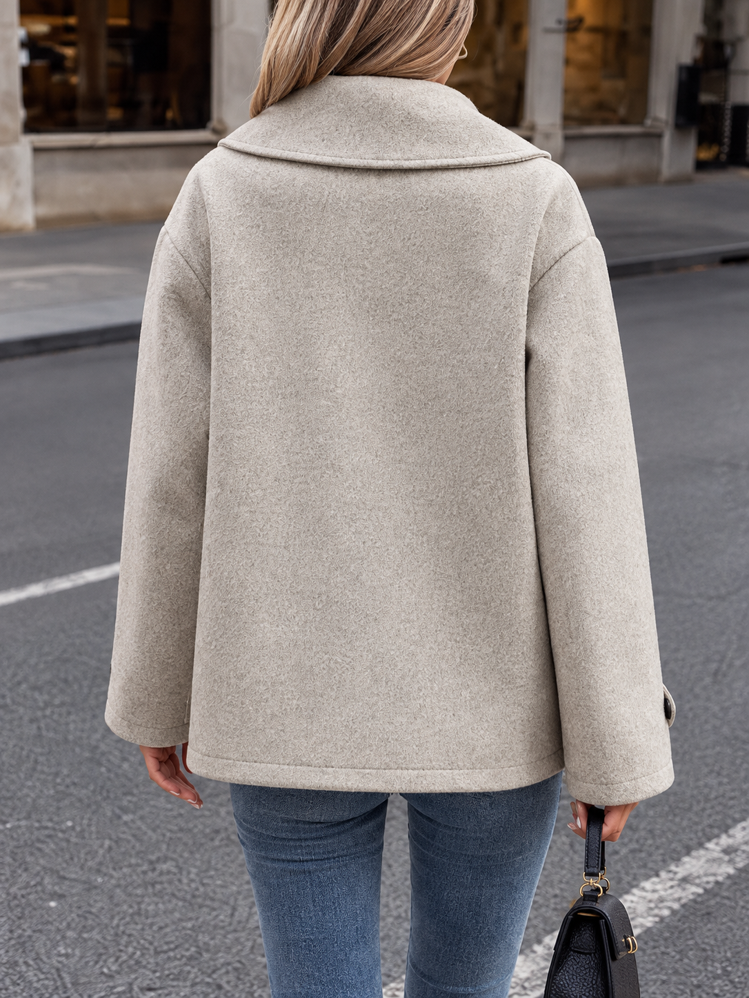 Double-Breasted Wool Blend Casual Jacket