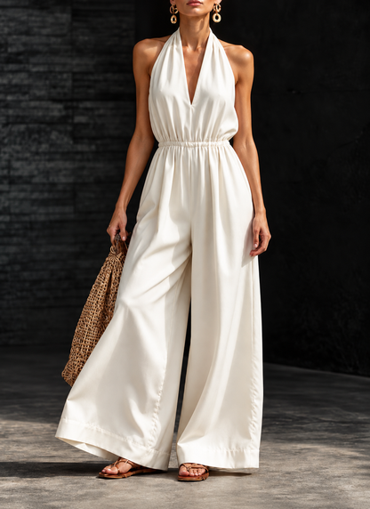Full Size Halter Neck Wide-Leg Jumpsuit (Plus Size inculuded)