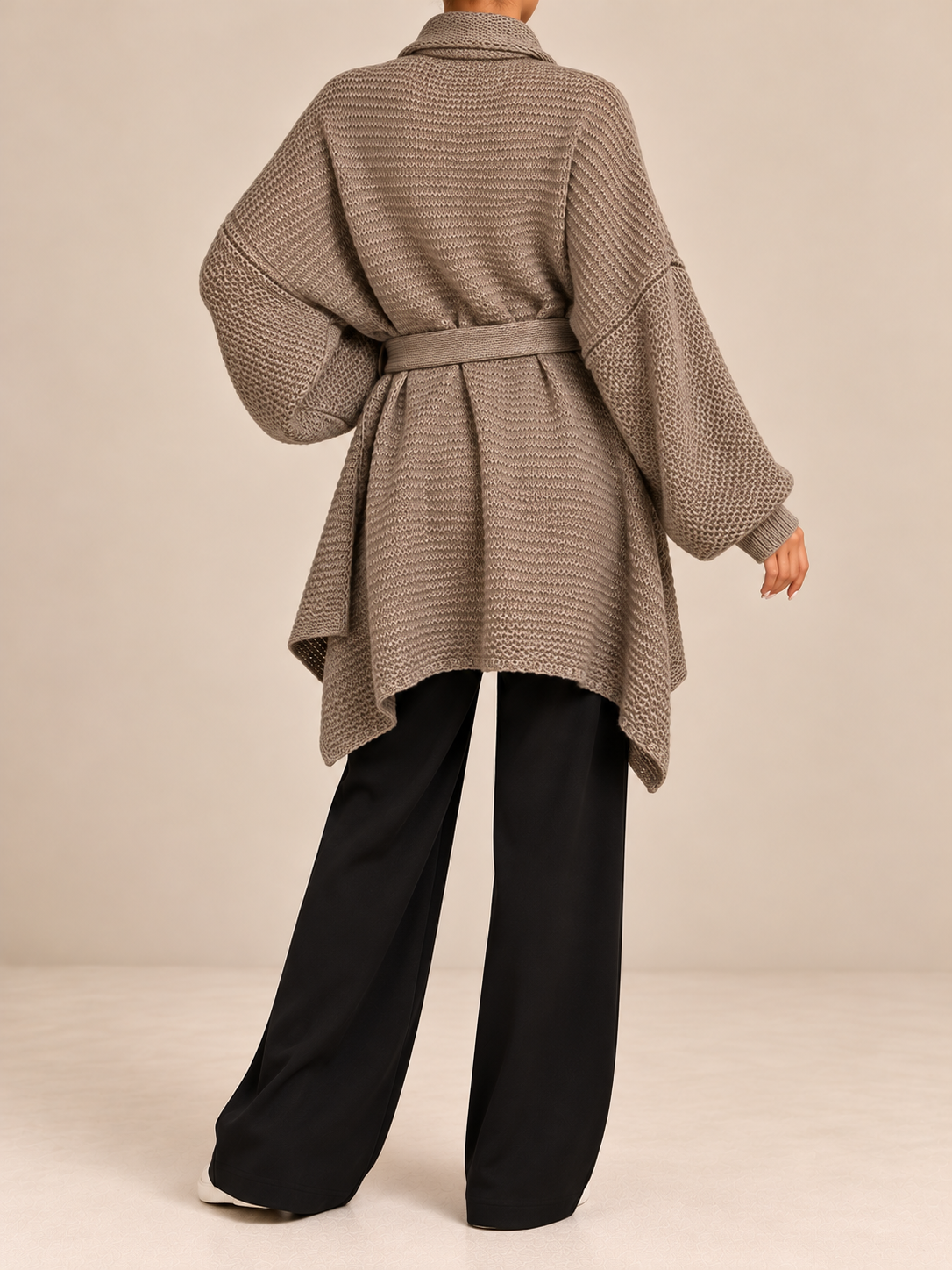 Full Size Belted Open-Front Knit Cardigan (Plus Size included)