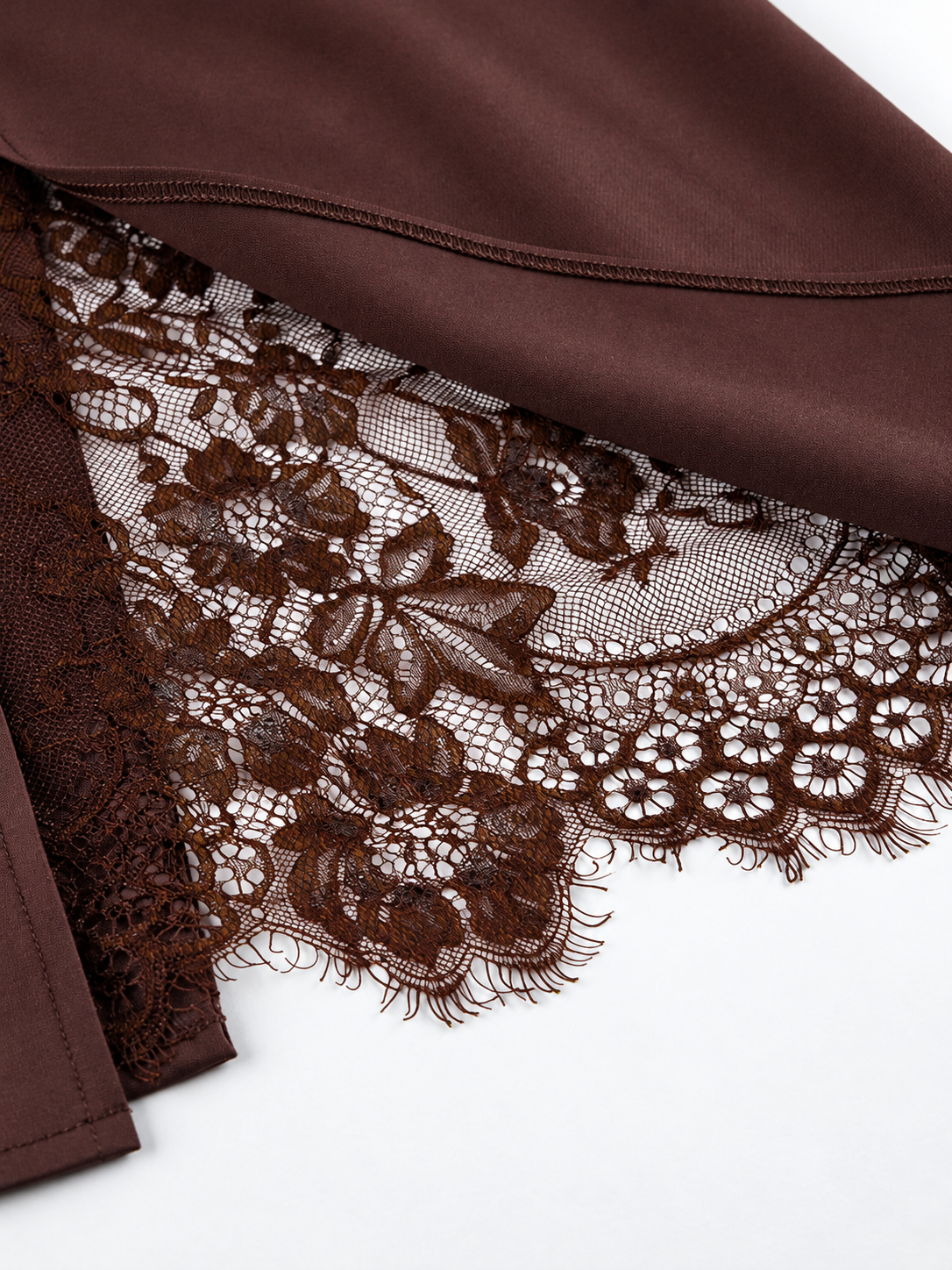 Elegant Lace-Trimmed Slit A-Line Skirt