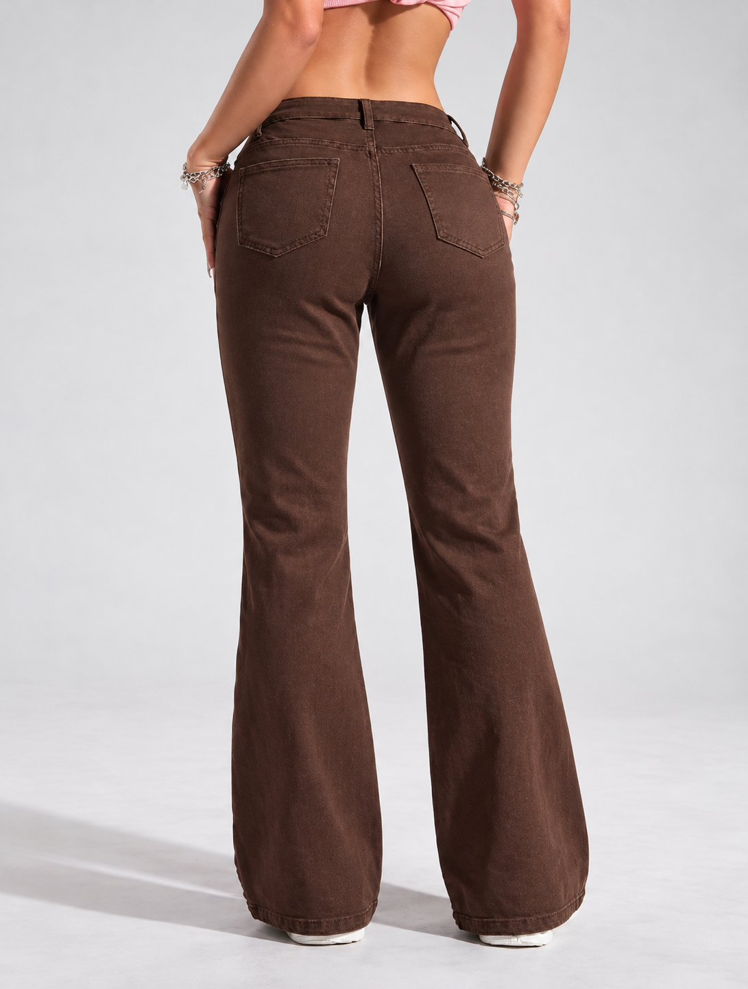 High-Waisted Flare Leg Jeans with Front Pockets