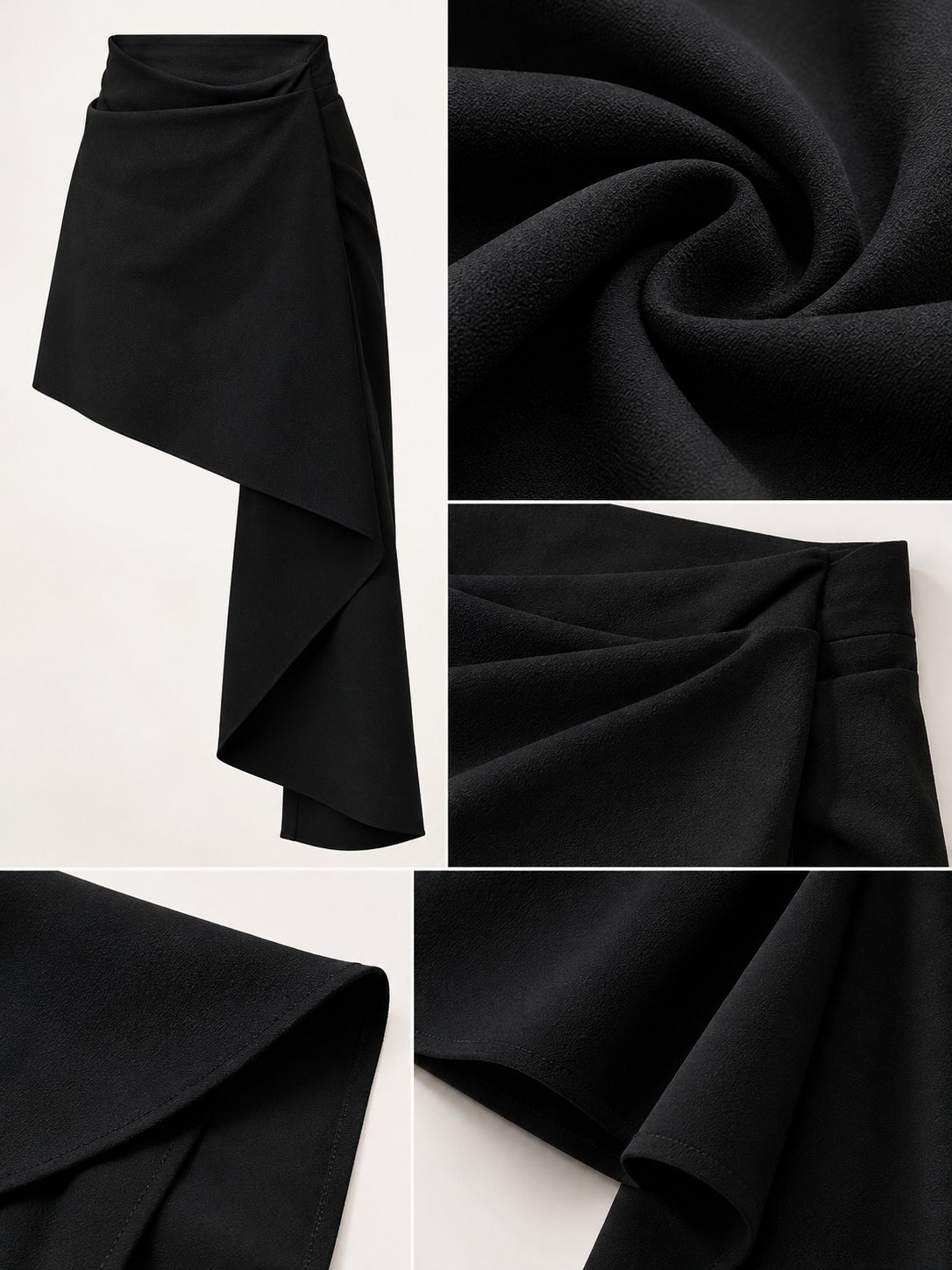 Asymmetric High-Waisted Draped Mini Skirt