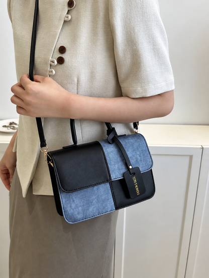 Two-Tone PU Leather Crossbody Bag