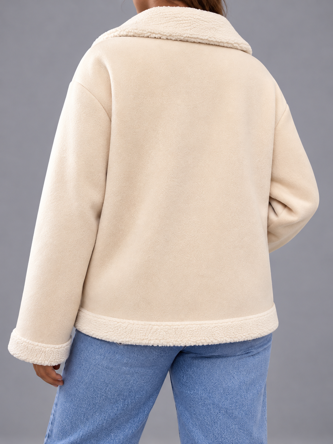 Plus Size Fleece Button-Down Outerwear