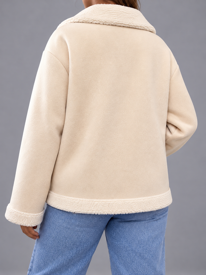 Plus Size Fleece Button-Down Outerwear