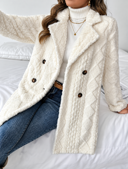 Fleece Double-Breasted Longline Coat